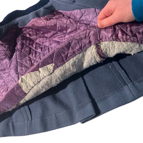 Vintage Kids Little Nugget Blue/Grey Wool & Velvet Trim Dress Coat - Picture 7 of 8